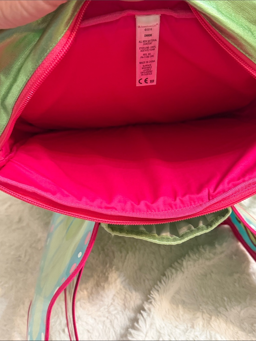 American Girl Wellie Wishers Butterfly Wings Backpack - Green & Pink - Picture 7 of 7
